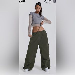 NWT Jaded London Camo Green Parachute Cargo Pants